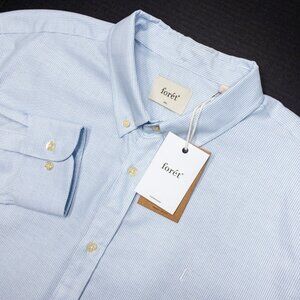 Forét Studio Shirt Men's 2XL Long Sleeve Button-Down Preppy Striped Blue White